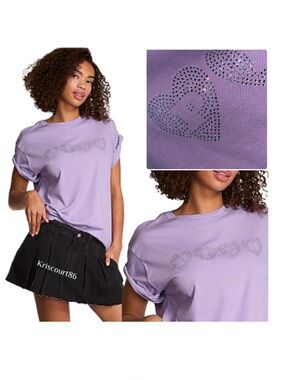 VSPINK Rhinestone Bling Heart Tee NEW WITH TAGS